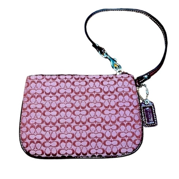 Coach Maroon/Purple Signature Logo Wristlet - Picture 8 of 8